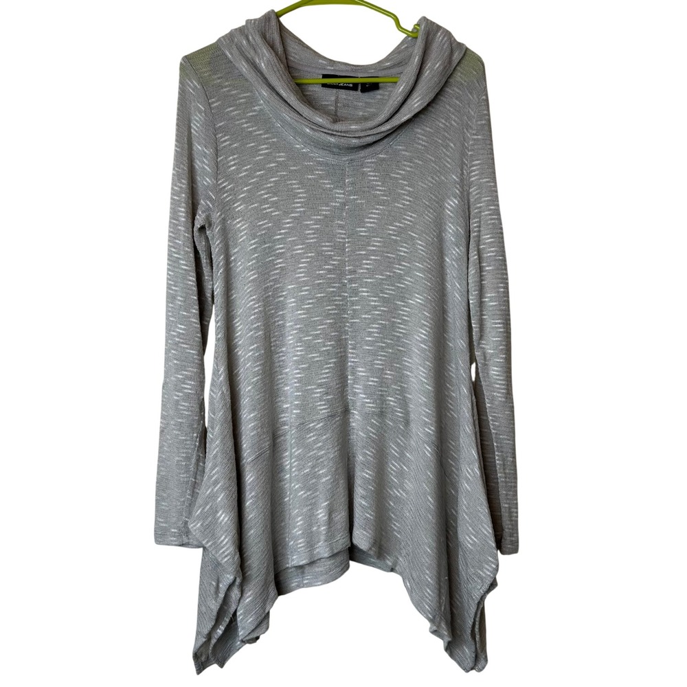 DKNY Jeans Womens Gray Cowl Neck Asymmetric Hem Tunic Top Fairy Boho Lagenlook L